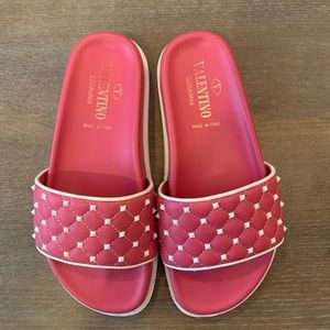 Valentino Garavani Pink Studded Pool Slide Shoes 5